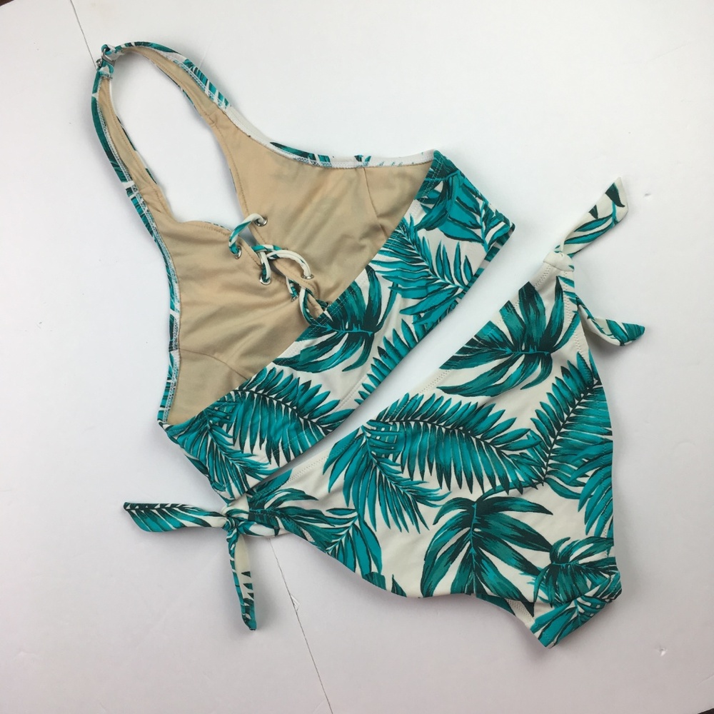 Old Navy Tropical Palms Blue/Green Bikini XS - Picture 2 of 8